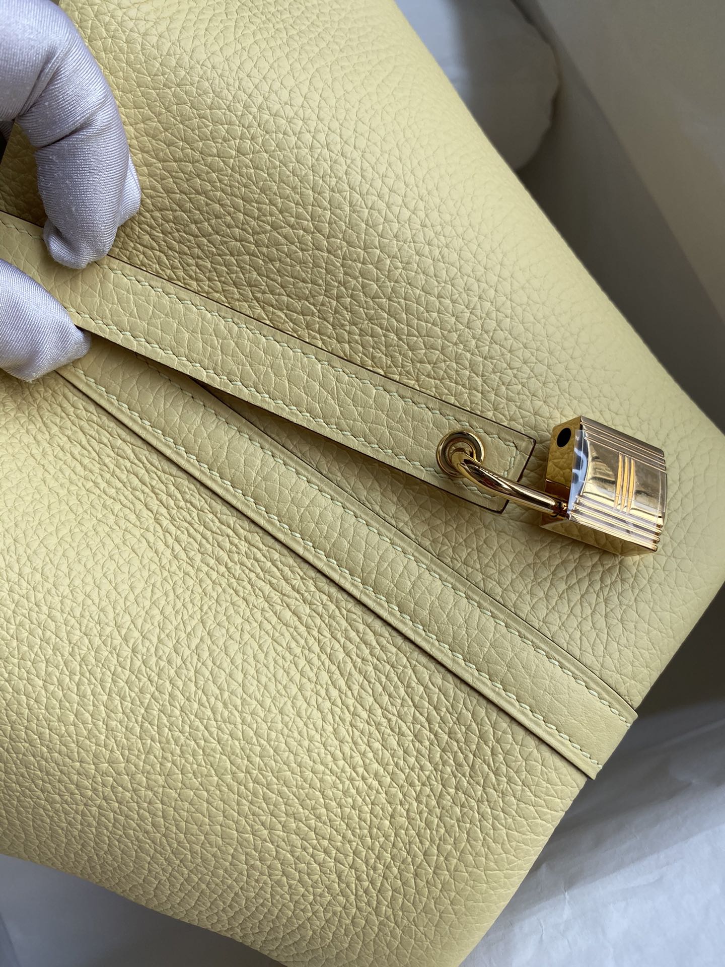 Hermes Picotin Lock 22 Bag In Jaune Poussin Clemence Leather